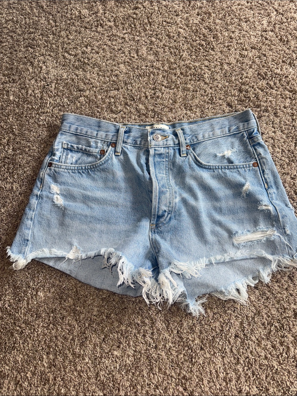 Agolde distressed Parker 100% cotton shorts size 27 - Picture 1 of 8